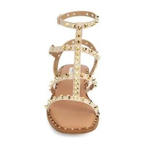 Steve Madden Women's Cream Sunnie Studded Gladiator Flat Sandals Size 8